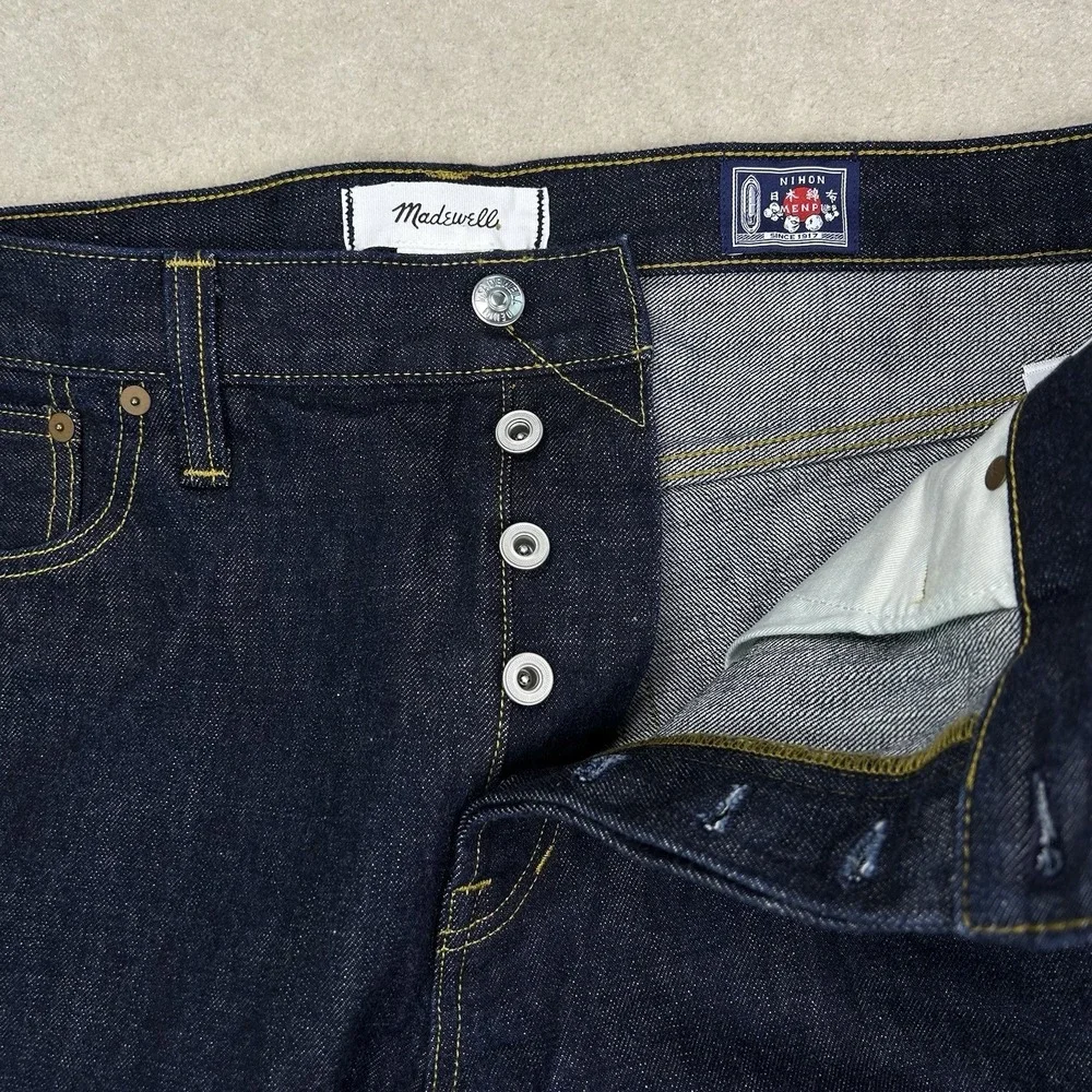 Madewell Straight Leg Jeans Men 36x32 Japanese Selvedge Denim Nihon Menpu Indigo
